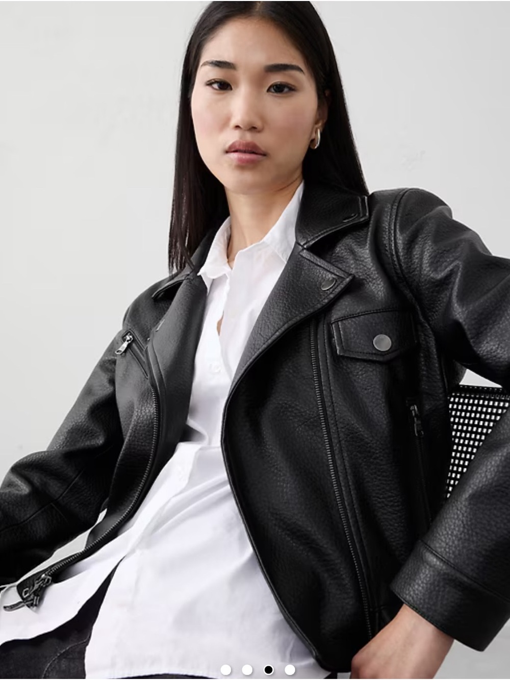 Banana Republic VEGAN LEATHER CROPPED MOTO JACKET - NWT - Picture 2 of 9